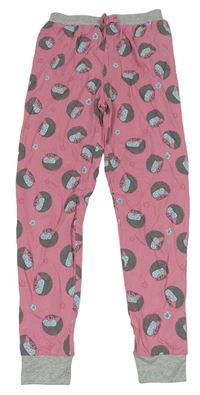 Růžové pyžamové kalhoty s ježky zn. Matalan