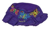 Fialový plátěný klobouk s motýly 