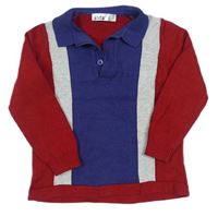 Modro-šedo-červený lehký svetr s límečkem zn. M&Co