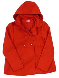 Červený flaušový zateplený kabát s kapucí zn. Harper Girl 