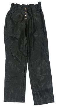 Černé koženkové paper bag kalhoty zn. River Island