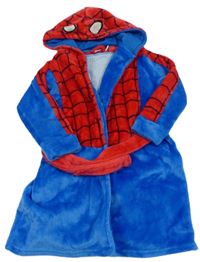 Modro-červený chlupatý župan s kapucí - Spiderman
