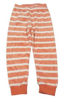Bílo-oranžové pruhované sametové pyžamové kalhoty zn. Lily & Dan