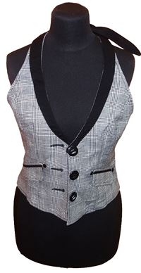 Dámská černo-šedá vzorovaná vesta 
