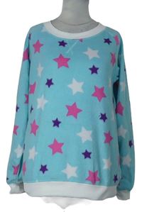 Dámská světlemodrá hvězdičkovaná fleecová pyžamová mikina 