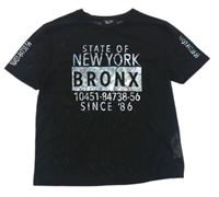 Černé síťované průsvitné dlouhé tričko s nápisy a čísly zn. New Look