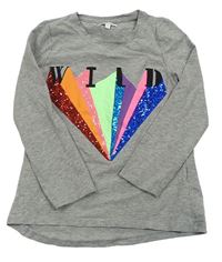 Šedé melírované triko s barevným potiskem zn. Bluezoo