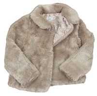 Pudrový kožešinový kabát s kytičkou zn. M&Co.