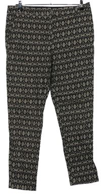 Dámské černo-béžové vzorované skinny plátěné kalhoty zn. F&F