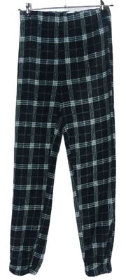 Dámské černé kostkované chlupaté pyžamové kalhoty 