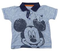 Modro-bílé pruhované polo tričko s Mickeym zn. George 