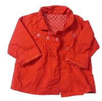 Červený plátěný jarní kabátek s kytičkami zn. Mothercare