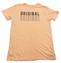 Oranžové tričko s nápisy zn. Primark