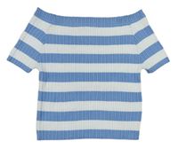 Modro-bílé pruhované pletené žebrované tričko zn. M&S