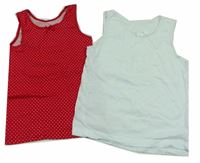 2x- Červeno-bílá puntíkovaná košilka + bílá zn. Primark