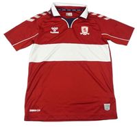 Červeno-bílý fotbalový dres s erbem zn. Hummel 