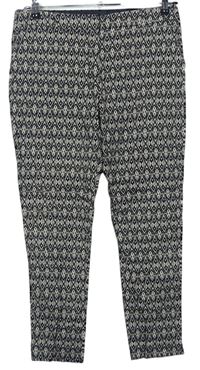 Dámské černo-béžové vzorované plátěné kalhoty zn. F&F