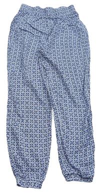 Bílo-modré vzorované letní kalhoty zn. H&M