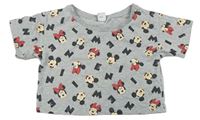 Šedé crop tričko s Mickeym a Minnie zn. Disney