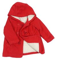 Červený fleecový zateplený kabát s kapucí zn. George