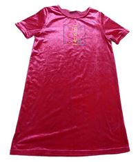Fuchsiové sametové šaty s nápisemzn. Matalan