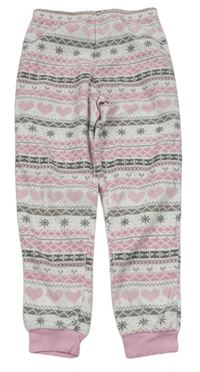 Bílo-růžové vzorované fleecové pyžamové kalhoty zn. George