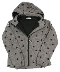 Šedá melírovaná softshellová bunda s hvězdičkami a odepínací kapucí zn. H&M