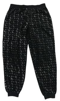 Černé plyšové pyžamové kalhoty s písmeny zn. River Island