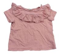 Růžové vzorované tričko s volánkem zn. H&M