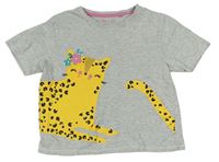 Šedé melírované crop pyžamové tričko s leopardem zn. Tu