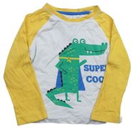 Bílo-žluté triko s krokodýlem a nápisy zn. Miniclub