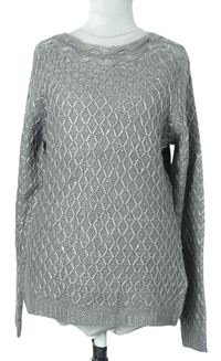 Dámský šedý vzorovaný svetr s flitry zn. Laura Torelli 