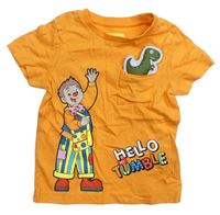 Oranžové tričko s klaunem a dinosaurem zn. Nutmeg