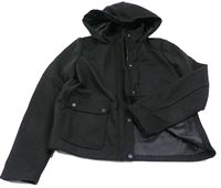 Černá flaušová jarní bunda s kapucí zn. New look 
