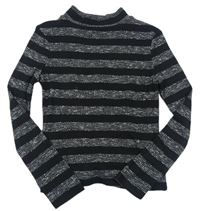 Černo-šedý pruhovaný žebrovaný svetr zn. M&Co
