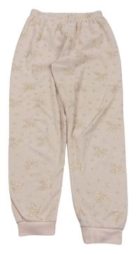 Růžové hvězdičkované fleecové pyžamové kalhoty s jednorožci zn. Matalan