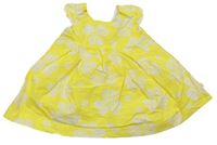 Žluto-bílé pruhované šaty s kytičkou 