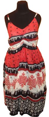 Dámské červeno-černo-bílé vzorované šaty vel. UNI