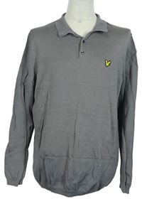 Pánský šedý svetr s límečkem zn. Lyle&Scott 