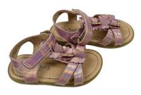 Starorůžovo-béžové metalické koženkové sandály s motýlky zn. Nutmeg vel. 23