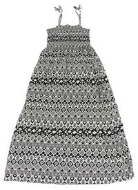 Černo-bílé vzorované bavlněné maxi šaty zn. H&M