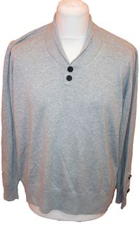 Pánský šedý melírovaný svetr s límcem zn.Easy