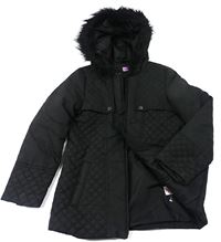 Černá prošívaná šusťáková zimní bunda s kapucí zn. F&F