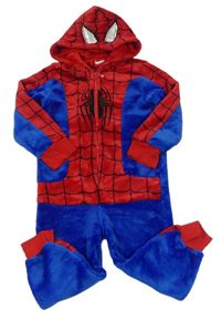 Safírovo-červená chlupatá kombinéza Spiderman s kapucí zn. Marvel