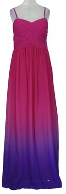 Dámské fuchsiovo-fialové ombré šifonové dlouhé šaty zn. Jane Norman 