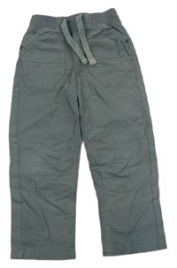 Šedé kostkované plátěné kalhoty s úpletový pasem zn. L&D