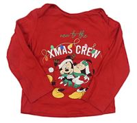 Červené triko Mickey a Minnie s vánočním motivem zn. Disney