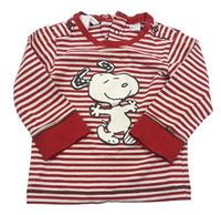 Červeno-bílé pruhované triko se Snoopym zn. H&M