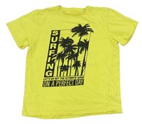 Žluté melírované tričko s palmami zn. Yigga