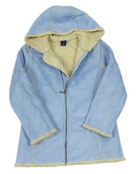 Světlemodrý semišový zateplený kabát s kapucí zn. GAP
